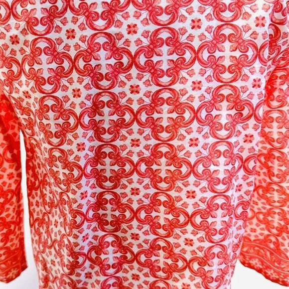 CHARTER CLUB Women Long Sleeve Pull Over V-Neck Beaded Orange Shirt Size Small - Picture 10 of 14